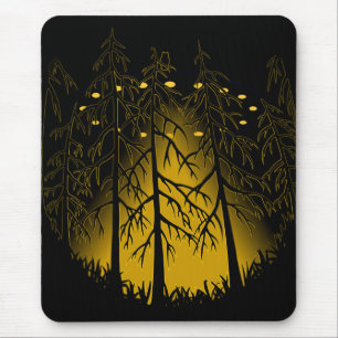 UFO Art Mousepad Flying Saucer w Owl  Art Mousepad