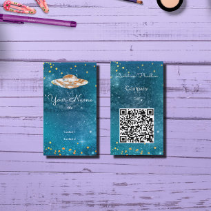 UFO  - artistic galaxy- QR  code Business Card