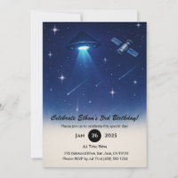 UFO Beam & Satellite Starry Night Birthday