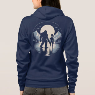 UFO Bigfoot Encounter Paranormal Night Scene Hoodie