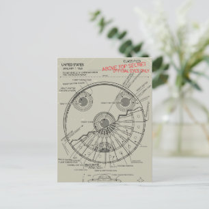 UFO Blueprint Invitation Postcard