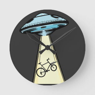 Ufo Cargobike, cycle, wheel, aliens Round Clock