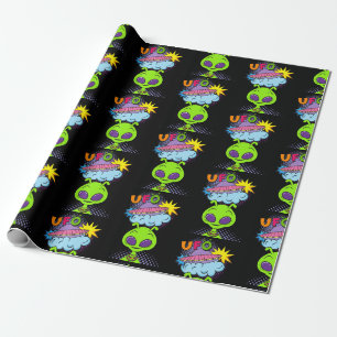 Ufo cartoon wrapping paper