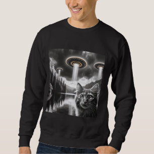 UFO Cat Maine Coon Alien Invasion Sci-fi Art Sweatshirt