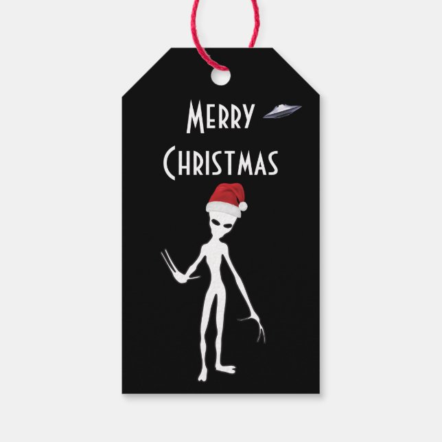 UFO Christmas 🛸 Funny Alien Gift Tags (Back)