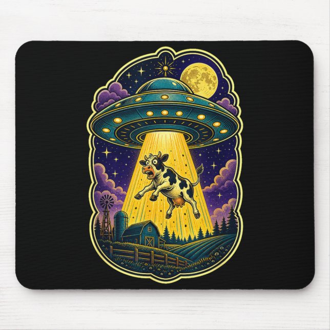 Ufo cow abduction funny alien farm  mouse mat (Front)