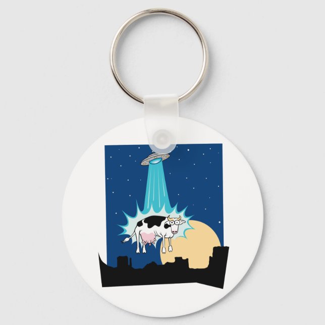 UFO Cow Abduction Key Ring (Front)