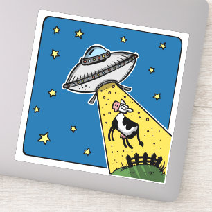 UFO COW ABDUCTION LARGE DECAL STICKER
