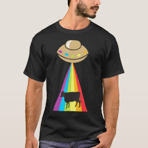Ufo Cow Rainbow Beam Abduction T-Shirt