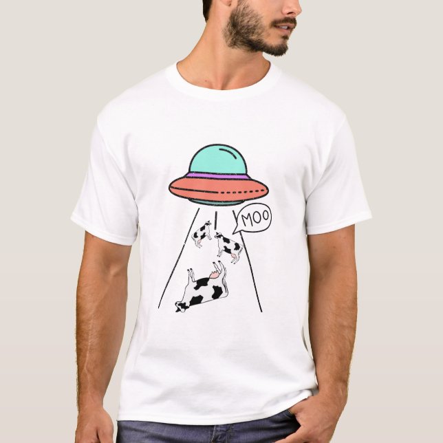 UFO Cows Alien Abduction T-Shirt (Front)