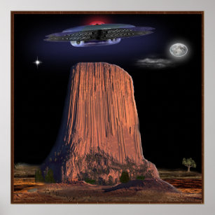 ufo  devils tower poster