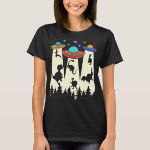 Ufo Dinosaur  Vintage Rerto Alien Abduction Fling T-Shirt