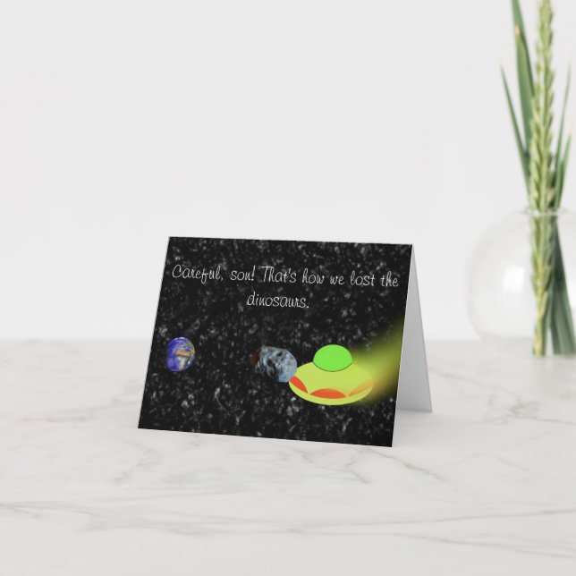 UFO dinosaurs fun Card (Front)