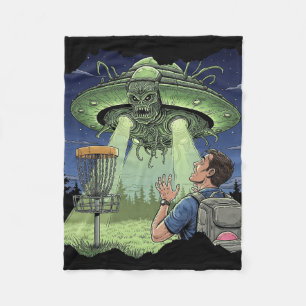 Ufo Disc Golf - Alien Spaceship Hovering Over Sket Fleece Blanket