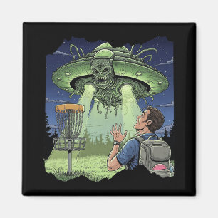 Ufo Disc Golf - Alien Spaceship Hovering Over Sket Magnet