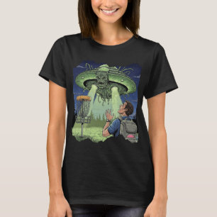 Ufo Disc Golf - Alien Spaceship Hovering Over Sket T-Shirt