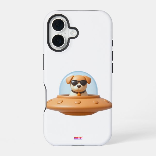 Ufo dog 3D a1 iPhone 16 Case (Back)
