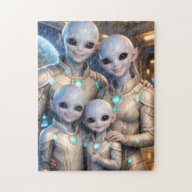 UFO Family  Jigsaw Puzzle ("Family from another galaxy")