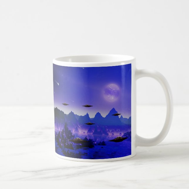 UFO flying object in space Coffee Mug (Right)