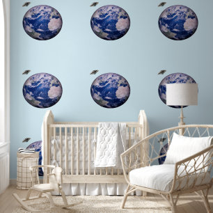 UFO Flying Past Earth in Blue Sky Wallpaper