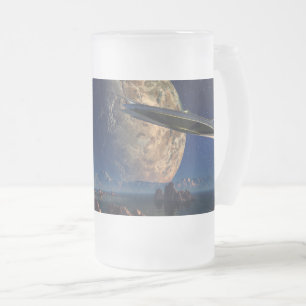 UFO-Foreign World -SciFi Landscape Frosted Glass Beer Mug