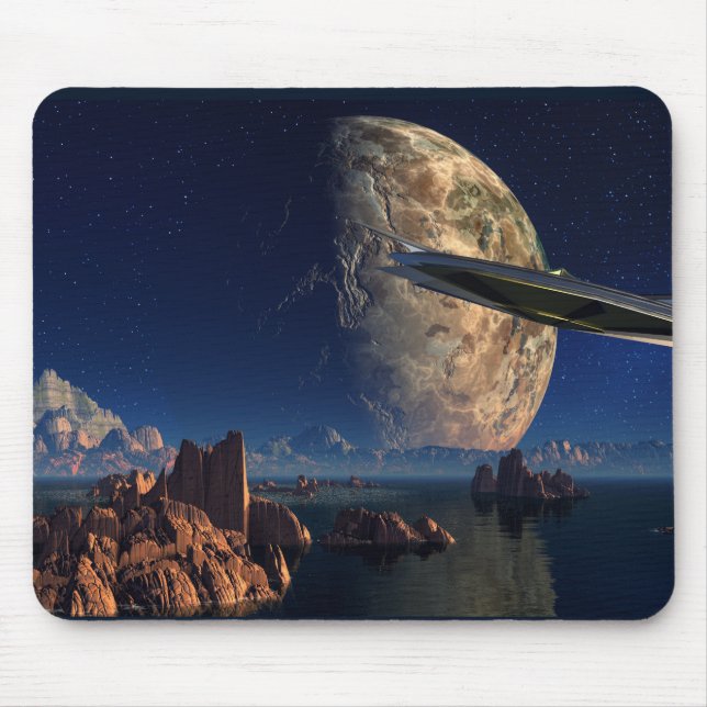 UFO-Foreign World- Scifi Landscape Mouse Mat (Front)