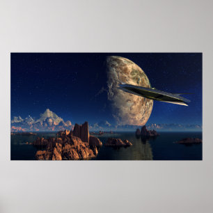 UFO- Foreign World -SciFi Landscape Poster