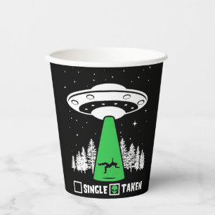 UFO, funny UFO, flying saucer, alien abduction Paper Cups