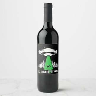 UFO, funny UFO, flying saucer, alien abduction Wine Label