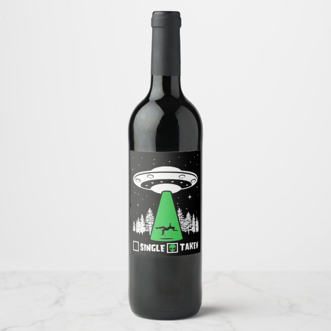 UFO, funny UFO, flying saucer, alien abduction Wine Label (Front)