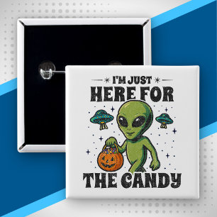 UFO Halloween For the Candy Funny Alien Costume 15 Cm Square Badge
