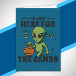 UFO Halloween For the Candy Funny Alien Costume Card