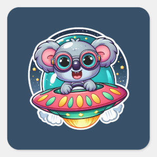 UFO Happy Koala Square Sticker