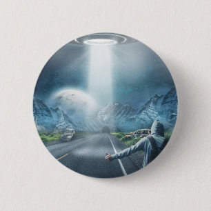 UFO Hitchhiker button