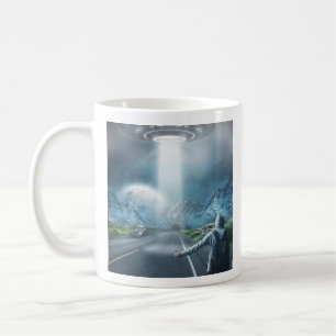 UFO Hitchhiker custom monogram mugs