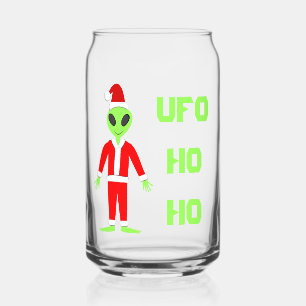 UFO Ho Ho Father Christmas alien Can Glass