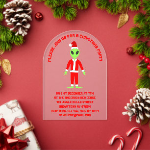 UFO Ho Ho Father Christmas alien Custom Acrylic Invitations