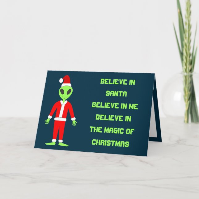 UFO Ho Ho Father Christmas alien Custom Card (Front)
