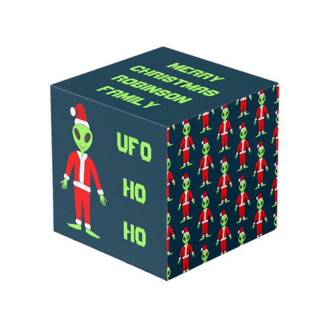UFO Ho Ho Father Christmas alien Custom Cube (Front Angled)