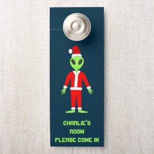 UFO Ho Ho Father Christmas alien Custom Door Hanger
