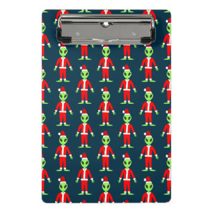UFO Ho Ho Father Christmas alien Patterned Mini Clipboard
