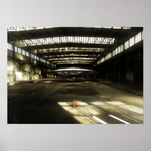 UFO in hanger at Area 51 Poster
