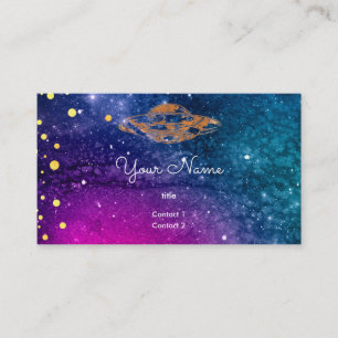 UFO in the purple blue galaxy Business Card