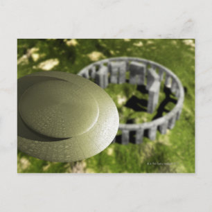 UFO investigating the site of Stonehenge as it Postcard