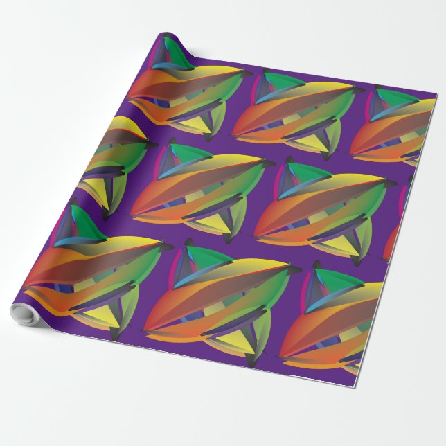 ufo like design colourful  wrapping paper (Unrolled)