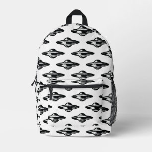 UFO, minimal black and white drawing , custom back Printed Backpack
