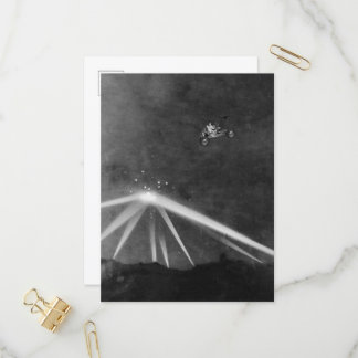 UFO & Moon Buggy Lunar Rover Vintage LA flight Invitation Postcard