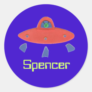 UFO name sticker--to personalise Classic Round Sticker