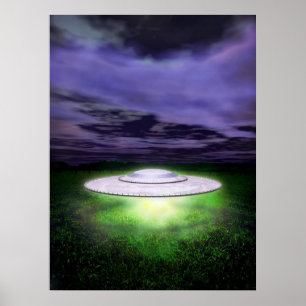 UFO night landing Poster