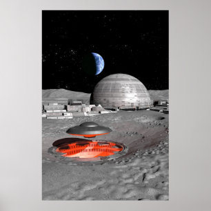UFO on the moon Poster